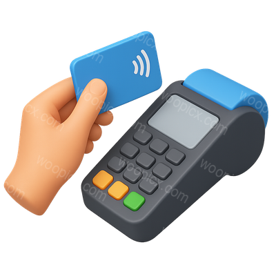 3D Contactless Payment Icon with Hand and Terminal