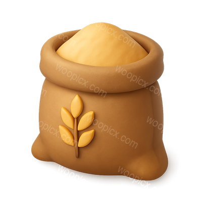 3D Icon of a Wheat Sack with Flour in Isometric View
