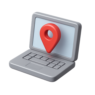 Stylish 3D Laptop Icon with Location Marker