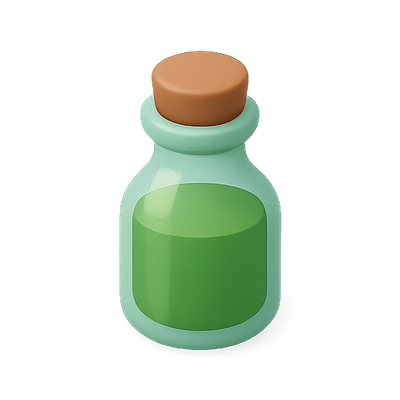 Stylized Potion Bottle Illustration with Green Liquid