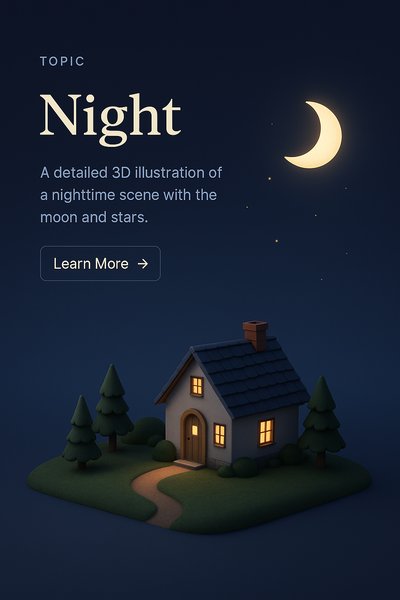 Captivating 3D Night Scene with Moon and Stars
