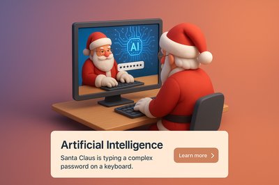Santa Claus Typing Complex Password on Computer Screen