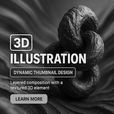 Dynamic 3D Illustration Thumbnail Design with Textured Elements