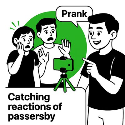 Illustration of a Prank Video Setup with Participants