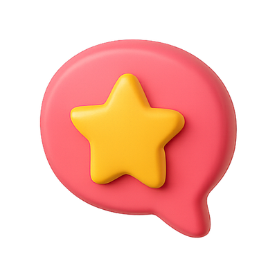 Stylized Chat Bubble Icon with Star Emblem