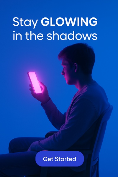 Neon Glow Atmosphere with Person Holding Phone