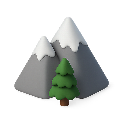 Stylized 3D Mountain and Tree Illustration