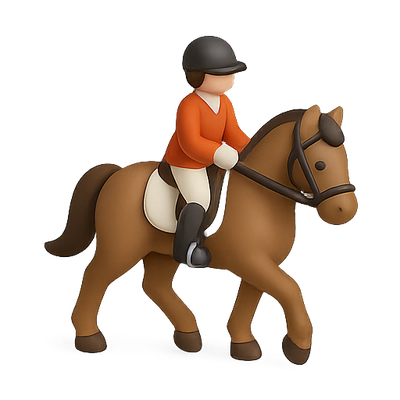 3D Illustration of a Rider on a Horse