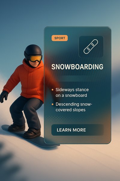 Snowboarding 3D Illustration with Transparent Overlay Design