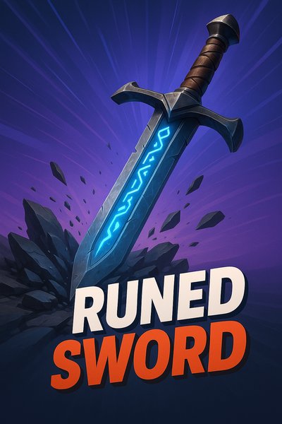 Dynamic Illustration of a Runed Sword with Vibrant Colors