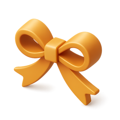 Stylish 3D Ribbon Icon with Bow in Isometric View