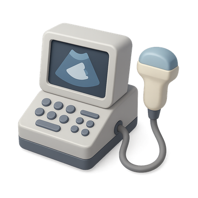3D Ultrasound Machine Icon with Probe