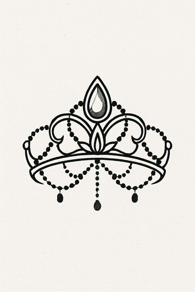 Elegant Crown Illustration with Beaded Details