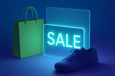 Stylish Realism: Sale Composition with Neon Glow