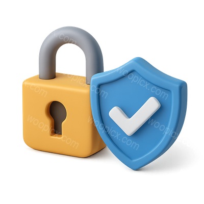 3D Secure Icon Featuring Lock and Shield Design