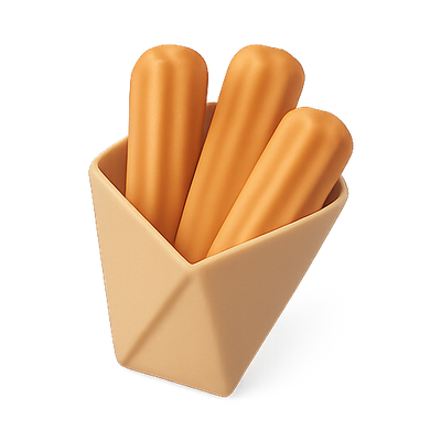 Stylized Illustration of Hot Dogs in a Container
