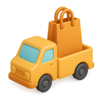 3D Delivery Truck Icon with Shopping Bag