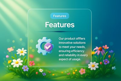 Colorful Summer Flower Meadow with Sunbeams and Features Block