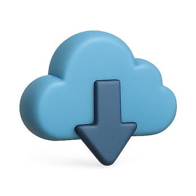 Stylized Cloud Download Icon in Soft Colors