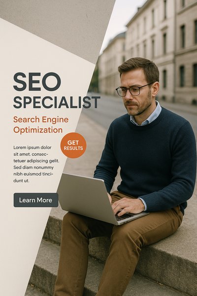 Professional SEO Specialist Composition with Action Elements