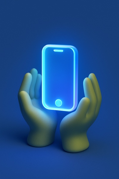 Ultra-Realistic 3D Phone Icon with Glowing Effect