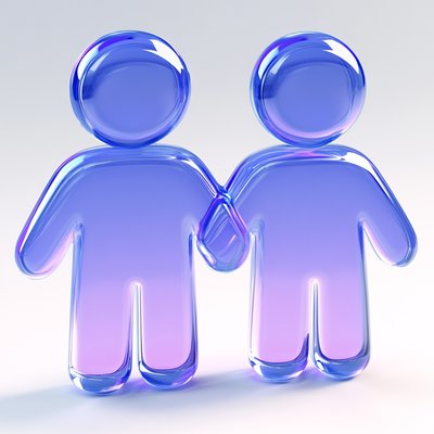 Stylized Glass Figures of Two People Holding Hands