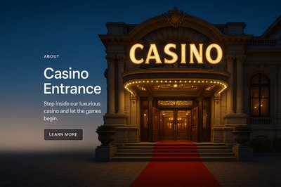 Elegant Casino Entrance with Red Carpet and Illuminated Signage