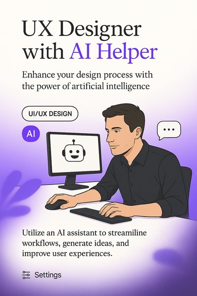 UX Designer Collaborating with AI Assistant for Enhanced Design
