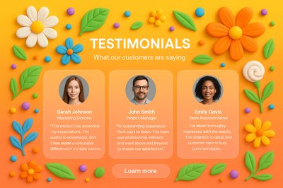 Vibrant Testimonial Carousel with Floral Background