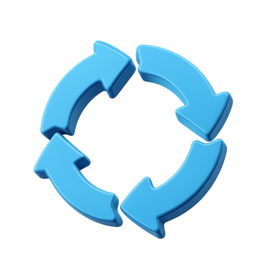 Stylish 3D Continuous Improvement Icon in Blue