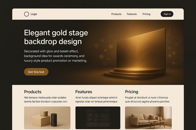 Elegant Gold Stage Backdrop Design for Landing Page