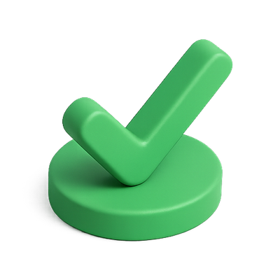 3D Green Check Mark Icon for Confirmation