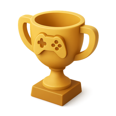 3D Gamification Trophy Icon in Yellow
