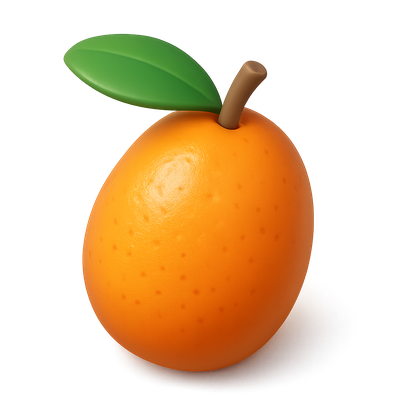 Realistic 3D Kumquat Icon with Leaf Detail