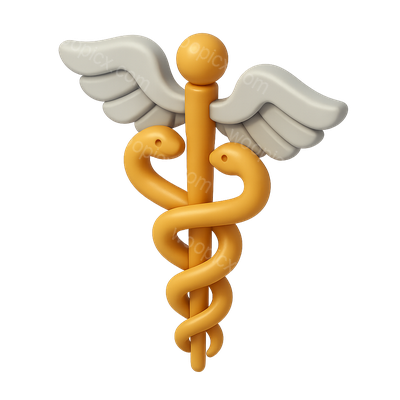 Stylized Winged Serpent Staff Icon in 3D View