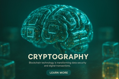 Hyperrealistic Cryptographic Brain with Neon Accents