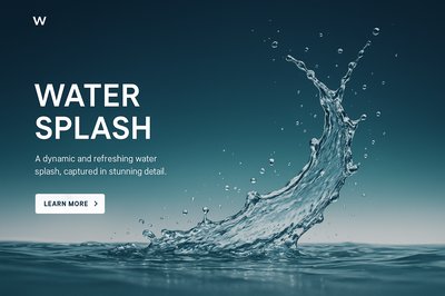 Dynamic Water Splash Illustration with Text Elements