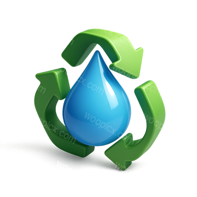 3D Eco-Friendly Water Droplet and Recycling Symbol Icon