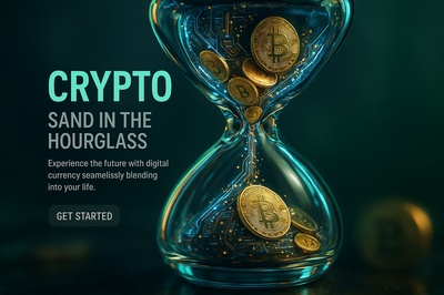 Hyperrealistic Crypto Hourglass with Glowing Coins and Neon Accents