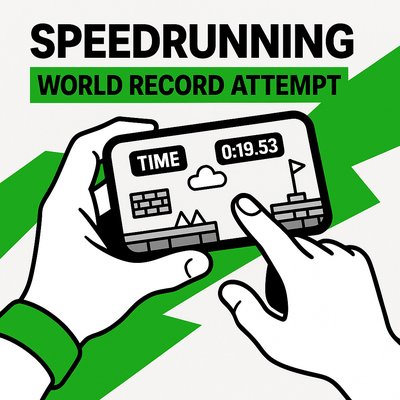 Illustrative Graphic for Speedrunning World Record Attempt