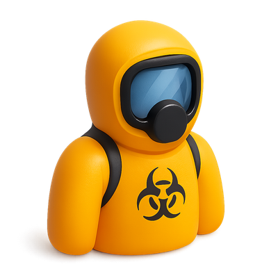 3D Hazmat Icon with Isometric View and Biohazard Symbol