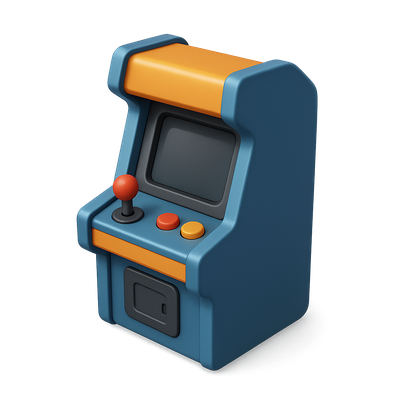 Stylish 3D Arcade Game Icon in Isometric View