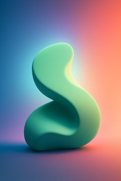Abstract Mint Green and Seafoam Blue Sculpture with Backlight