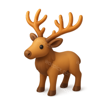 3D Elk Icon with Large Antlers in Three-Quarter View