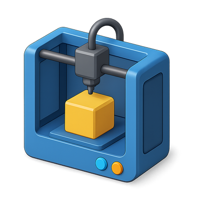 Stylized 3D Printing Icon in Isometric View