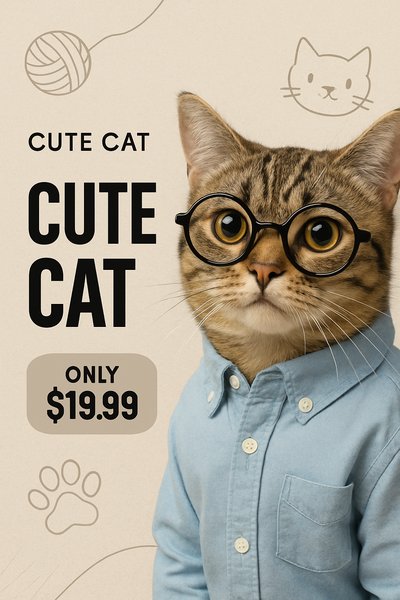 Adorable Cat in Glasses on Trendy Background
