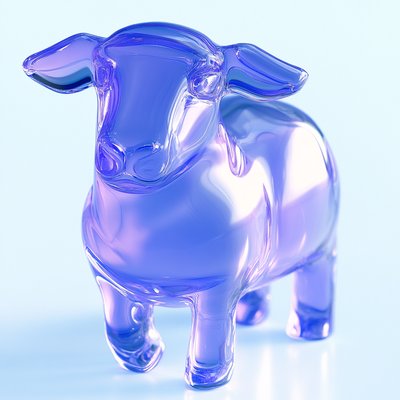 Translucent Glass Sheep Figurine in Purple Hue