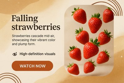 Falling Strawberries in Boho Style Landing Page Design