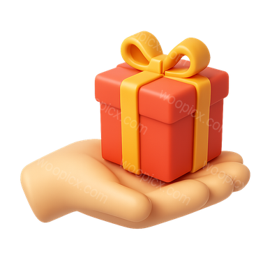 3D Gift Box Icon with Hand Representation