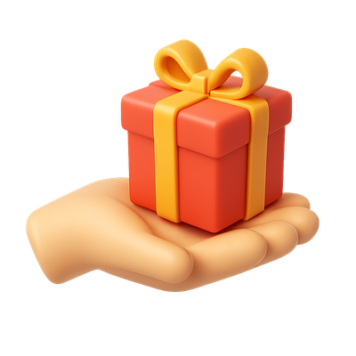 3D Gift Box Icon with Hand Representation